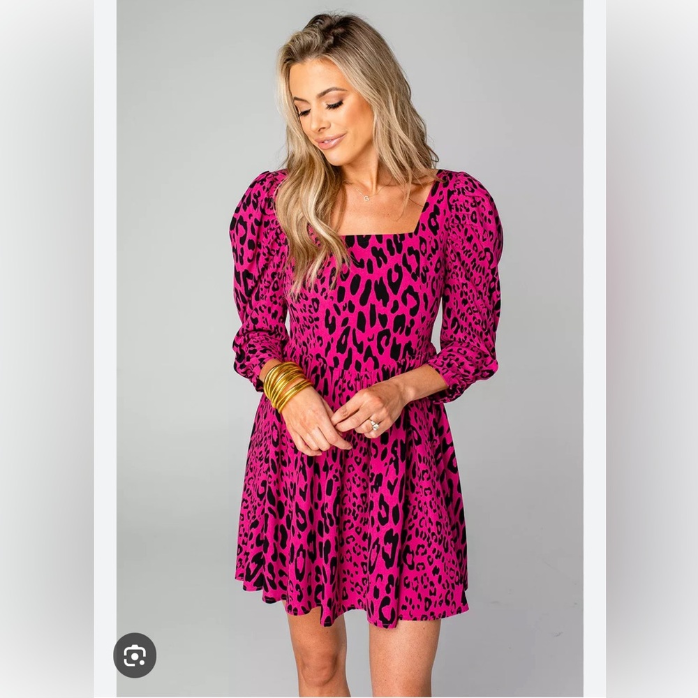 BuddyLove Fuchsia Leopard Mini Dress
